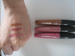 (from top to bottom) Avon Glazewear in brown sugar, mauve movement and rave