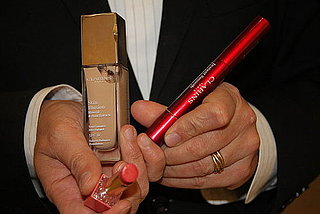 Clarins lipstick, foundation and anti aging serum