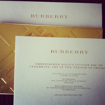 Burberry invitation